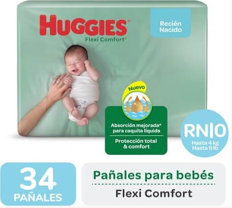 Huggies Flexi Comfort Recien Nacido x 34 unidades