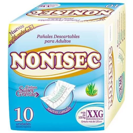 Nonisec pañal recto XXG x 10 unidades