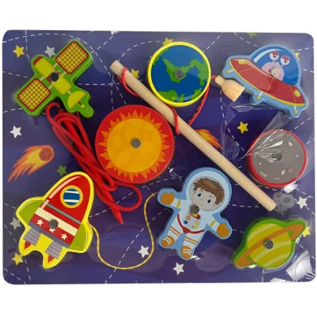 Pesca Magnética y Juego De Encastre De Madera "Espacio"