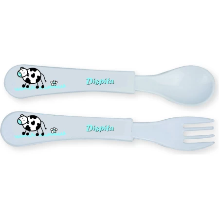 Cuchara y Tenedor Plástico Decorado- Dispita