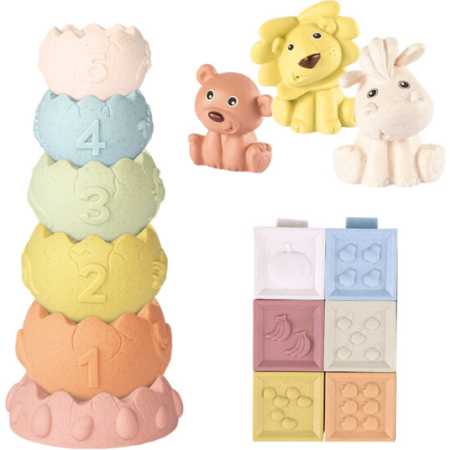 Apilando Torres Con Cubos y Animales 15 Piezas- Baby Favorite