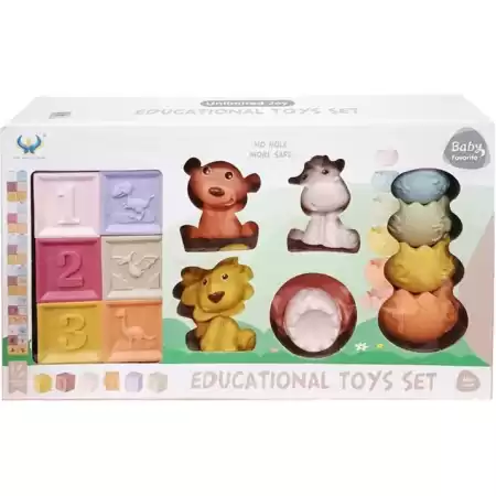 Set Educacional Animales, Torres y Cubos Apilables - Baby Favorite