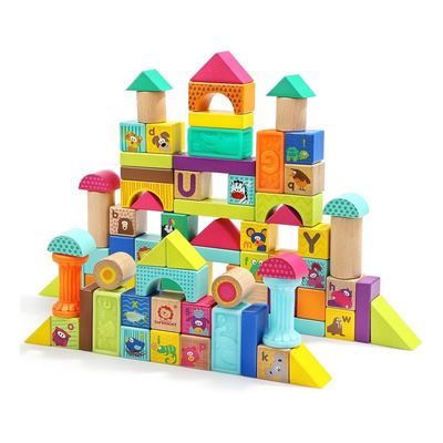 Balde de Bloques De Madera - Animales - Top Bright 50 piezas