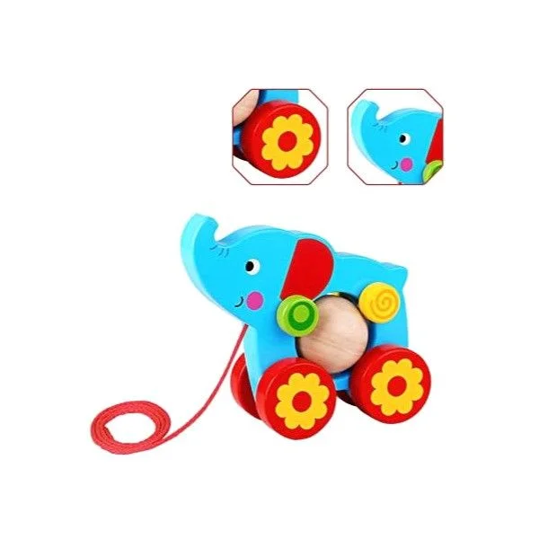 Elefante de madera - De arrastre - Tooky Toy - Imagen 3