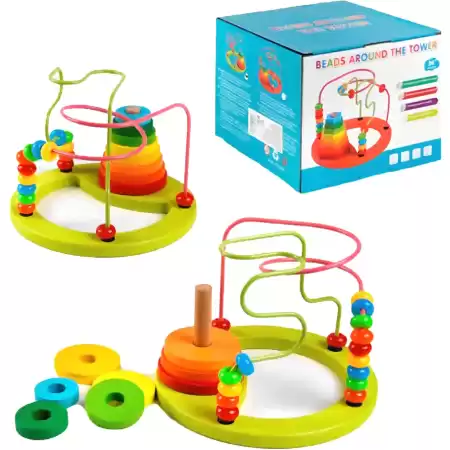 Juego Didáctico Madera Prono Laberinto + Torre De Encastre