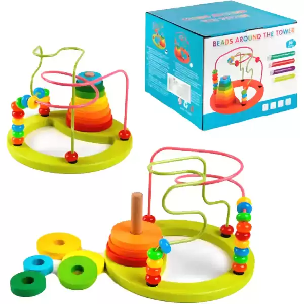 Juego Didáctico Madera Prono Laberinto + Torre De Encastre