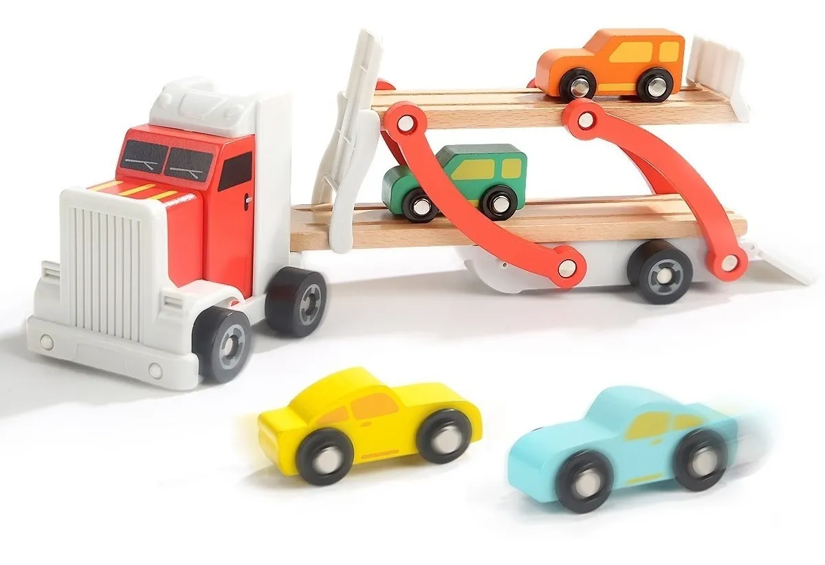 Camion Transporte De Autos De Madera Top Bright - Imagen 3