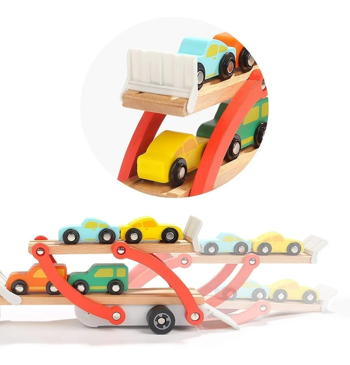 Camion Transporte De Autos De Madera Top Bright - Imagen 2