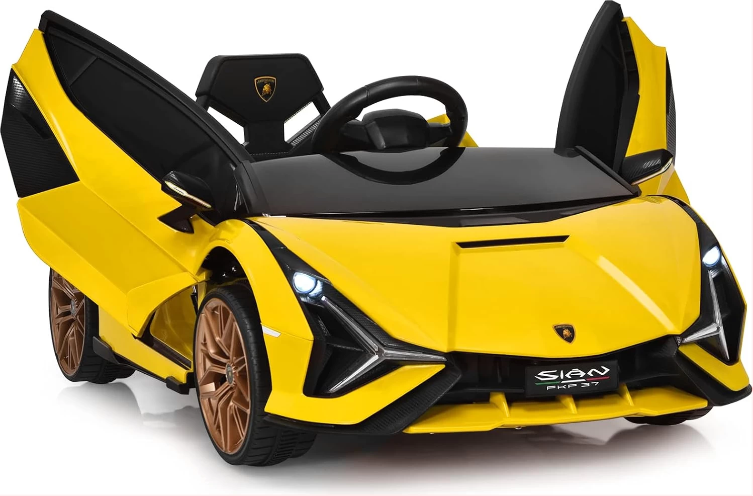 Auto a Bateria Lamborghini Sian 12v, Asiento de Cuero, Ruedas de Goma, Control Remoto