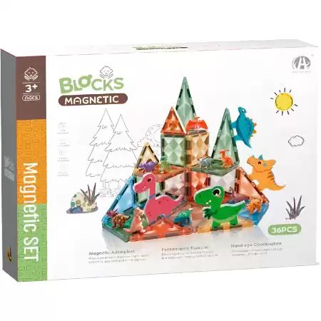 Bloques Magneticos con Dinosaurios x 36 Piezas