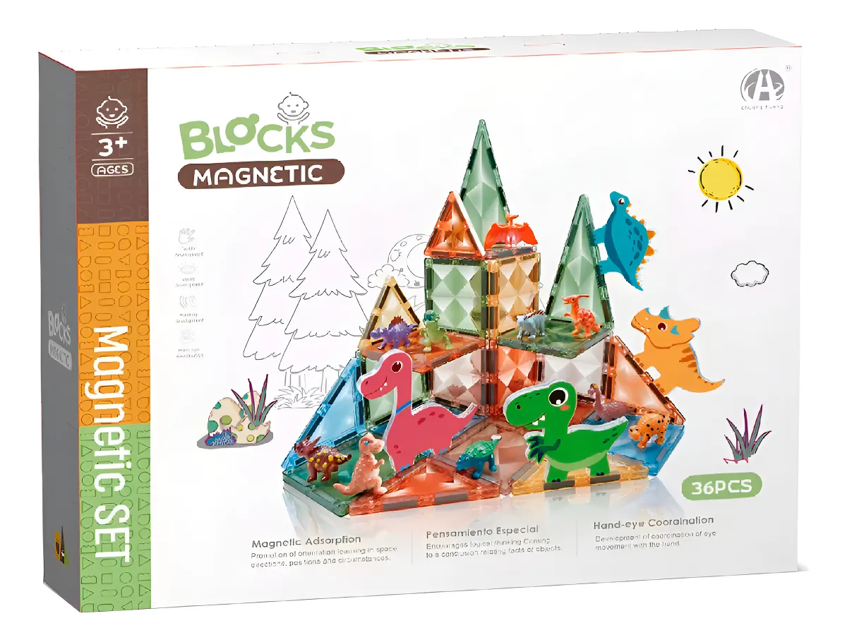 Bloques Magneticos con Dinosaurios x 36 Piezas