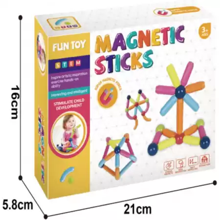 Juguete Palitos Magneticos De Colores 28 Piezas Explorer Fan