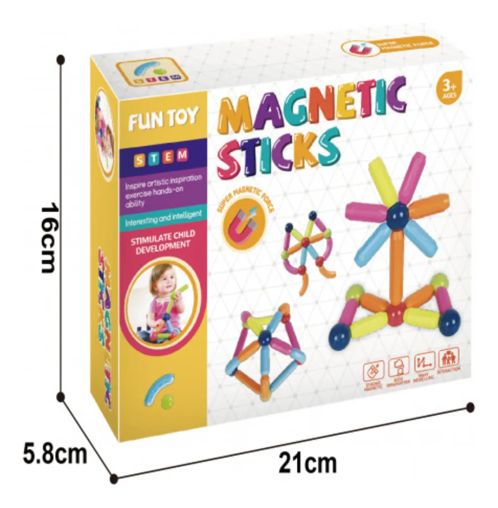 Juguete Palitos Magneticos De Colores 28 Piezas Explorer Fan