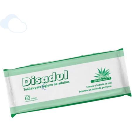 Toallitas Húmedas Para Adulto Con Aloe Vera x 60 Unid Disadul