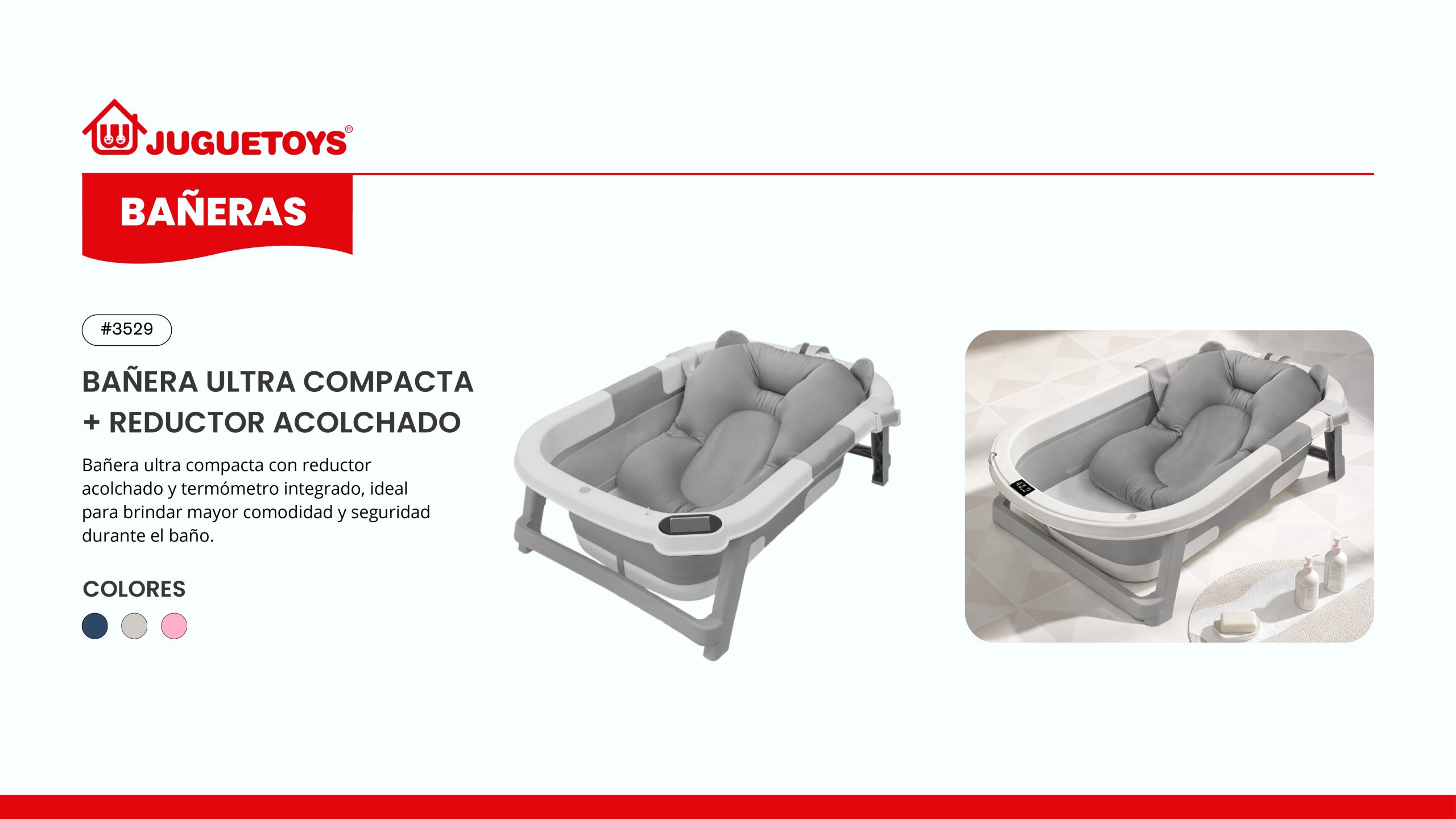 Bañera Plegable Ultra Compacta con Reductor Juguetoys - Imagen 2