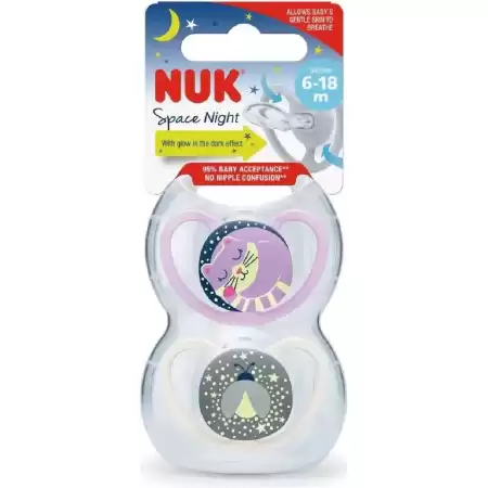 Chupete Nuk Space Night x2 6-18M