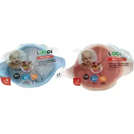 Bowl Porta Cereal Antivuelco Con Tapa Loopi