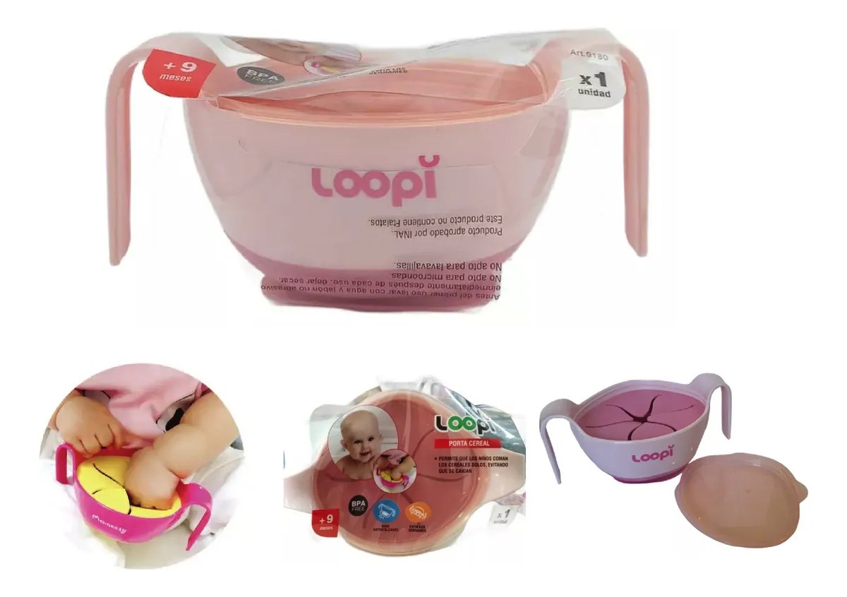 Bowl Porta Cereal Antivuelco Con Tapa Loopi - Imagen 5
