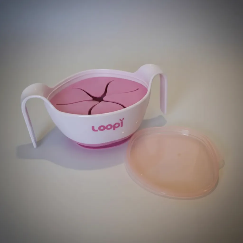 Bowl Porta Cereal Antivuelco Con Tapa Loopi - Imagen 4