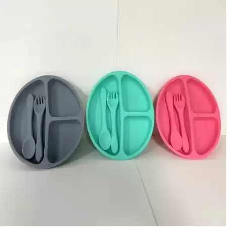 Plato De Silicona Loopi Con Cuchara y Tenedor