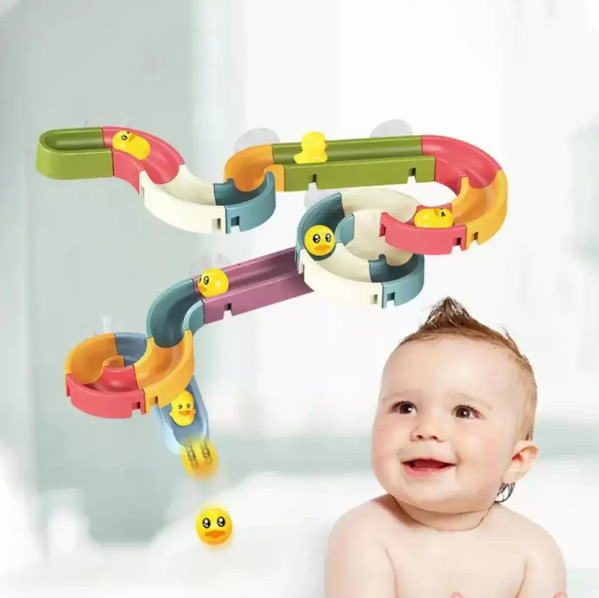 Juego Laberinto De Agua Para Baño Tobogán Patitos - Imagen 4