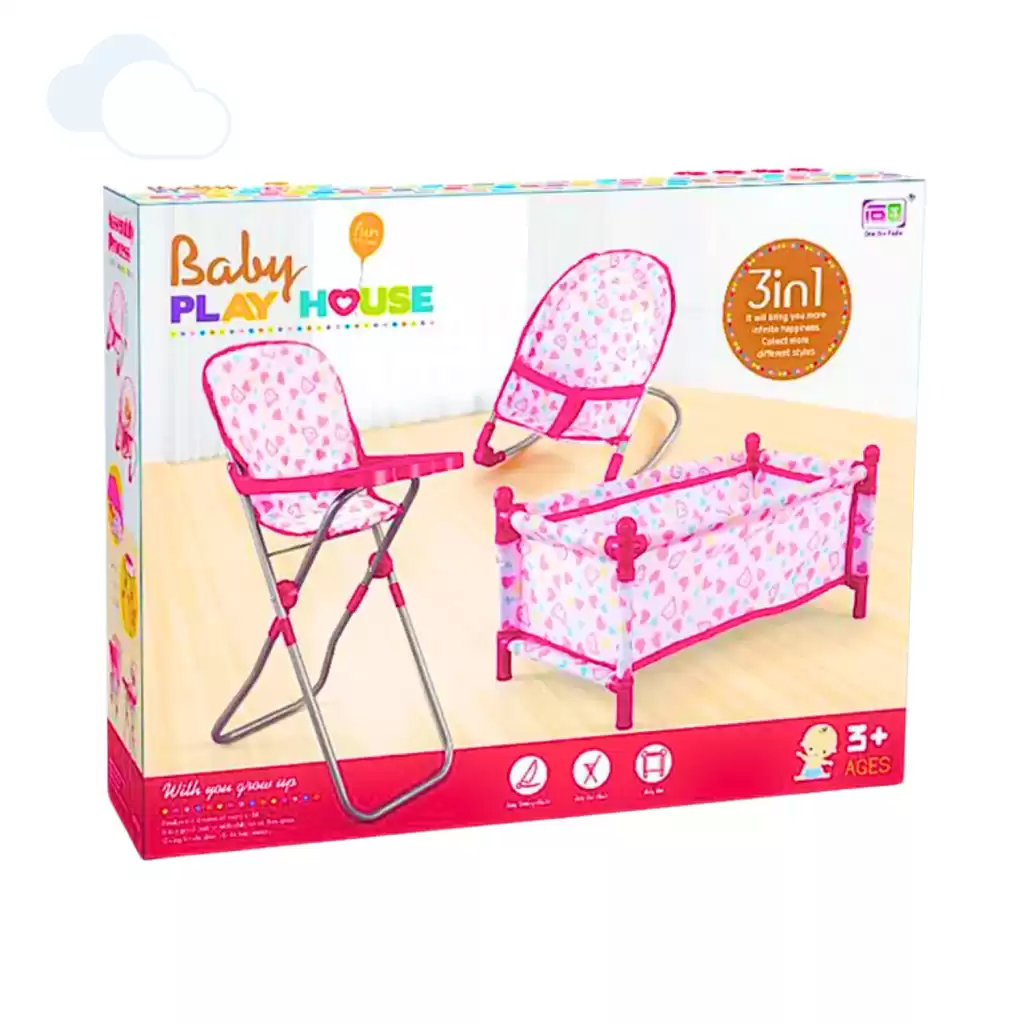 Set De Muñecas 3 En 1 Mecedora Cochecito Explorer Fan