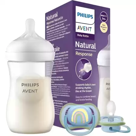 Mamadera Avent Natural 260ml + 1 Chupete Ultra Air